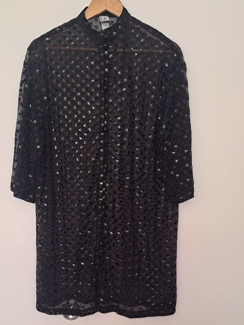 Gideon Oberson Vintage Black Sheer Sequin Dress Shirt (Art To Wear)